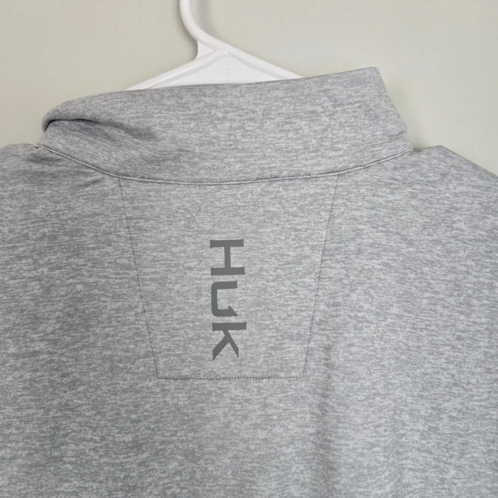 NWT Huk Men's Cold Front Gray ¼ Zip Pullover Size L Performance Fishing Top - Picture 5 of 9
